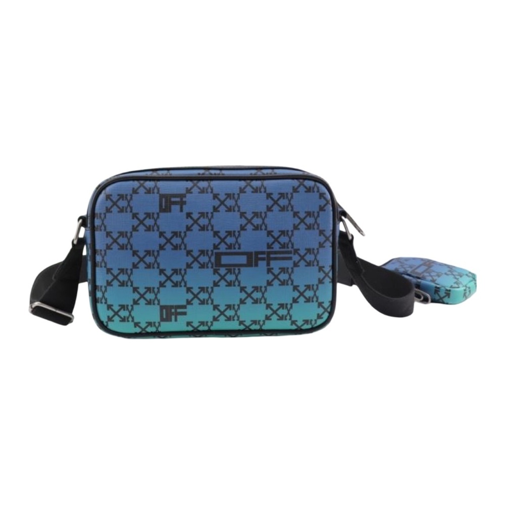 Off-White Blue and Green Crossbody Bag with Iridescent Finish - Picture 3 of 9